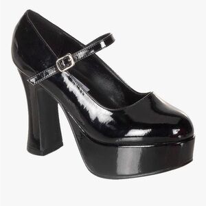 Funtasma Shiny Black Platform Mary Janes